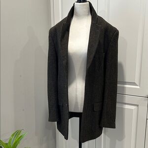 Men's Classic Black Blazer Protocol brown herringbone 100% pure virgin wool